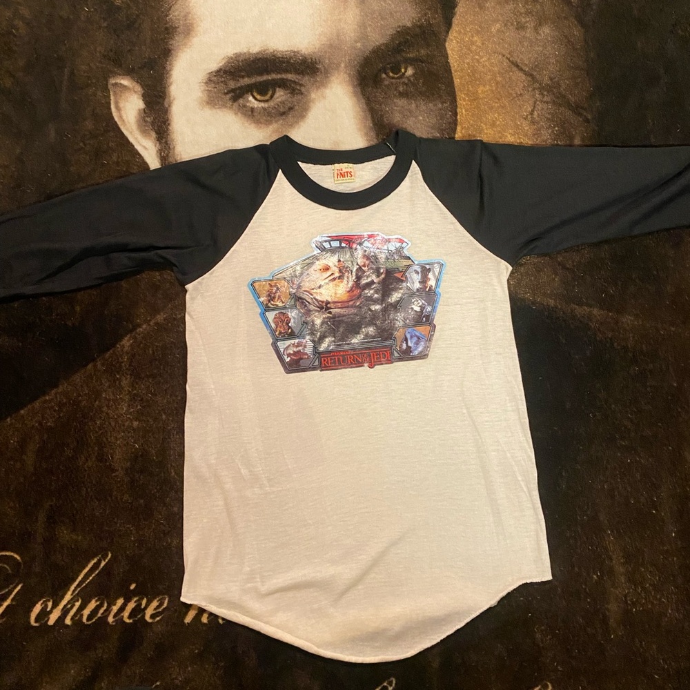Vintage 1983 Star Wars ROTJ Iron-On Raglan Tee EUC